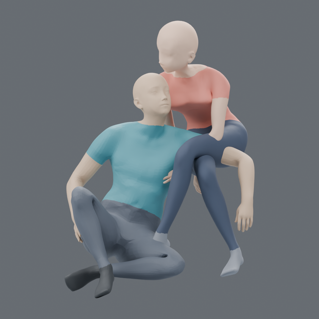 CP042 床の男性を後ろから抱く